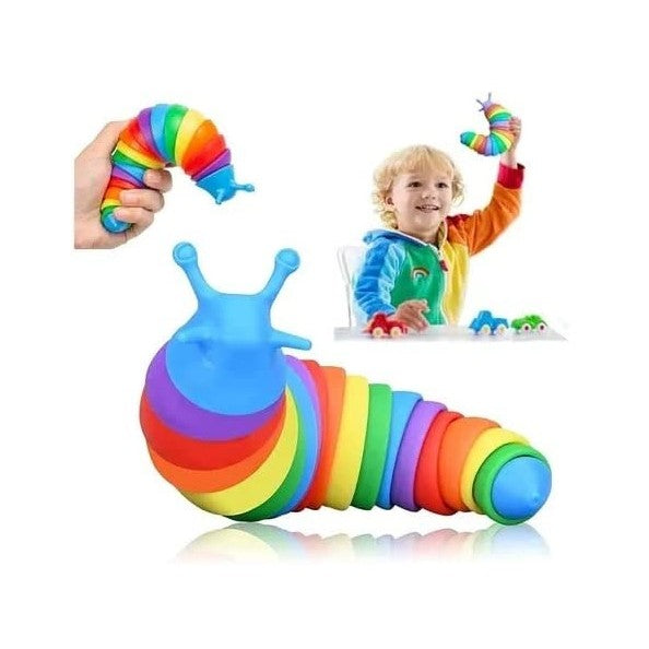 Jucarie senzoriala pentru copii, melc, cu articulatii si lumini, 19 cm, multicolor