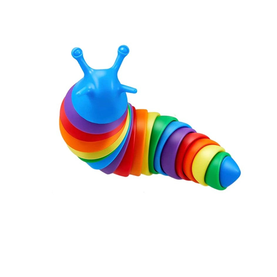 Jucarie senzoriala pentru copii, melc, cu articulatii si lumini, 19 cm, multicolor