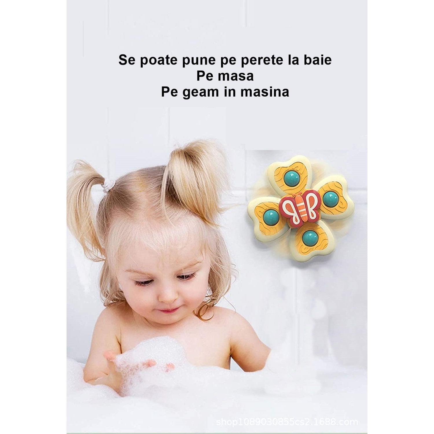 Jucarie Spinner pentru copii cu 4 laturi, Spinimals Fluture, Galben