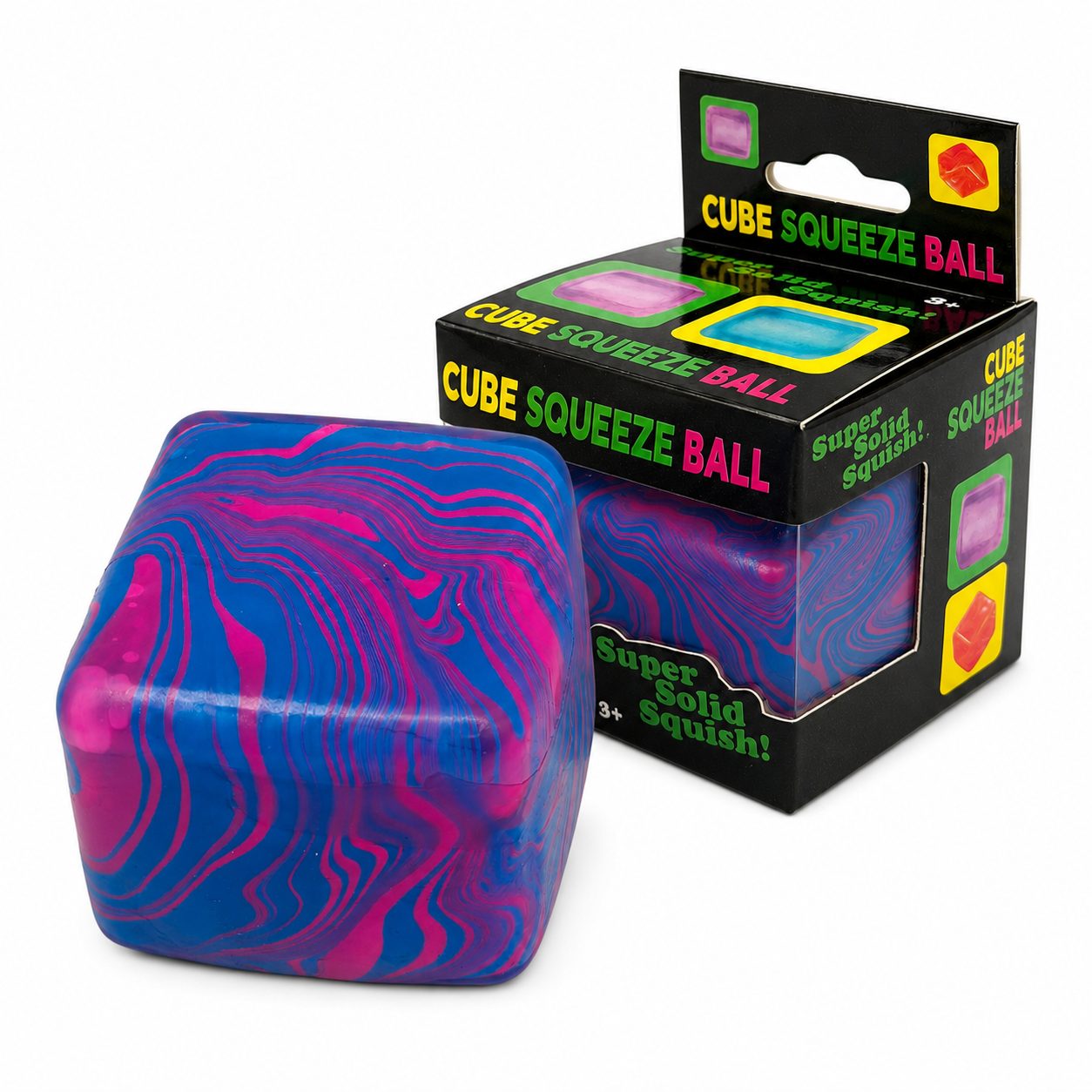 Jucarie Squishy tip Needoh in Forma de Cub de Gheata, Model Linii Flow din Maltoza, Antistres Senzoriala Comprimabila cu Revenire Lenta, 5.5x5.5x5.5 cm, 180 g, Albastru Royal