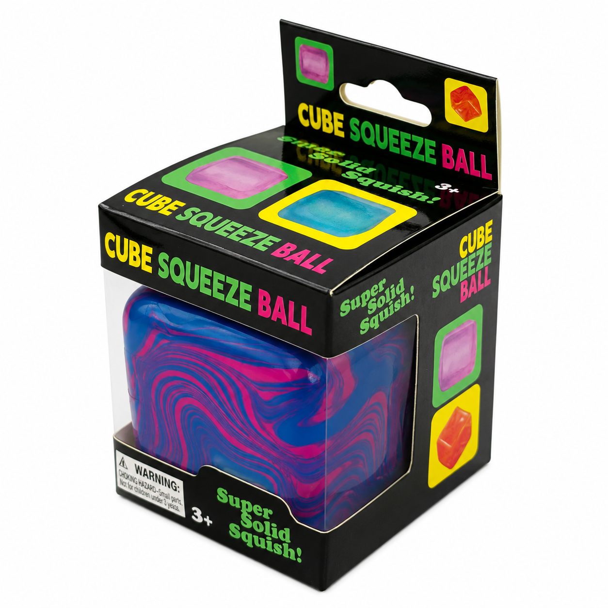 Jucarie Squishy tip Needoh in Forma de Cub de Gheata, Model Linii Flow din Maltoza, Antistres Senzoriala Comprimabila cu Revenire Lenta, 5.5x5.5x5.5 cm, 180 g, Albastru Royal