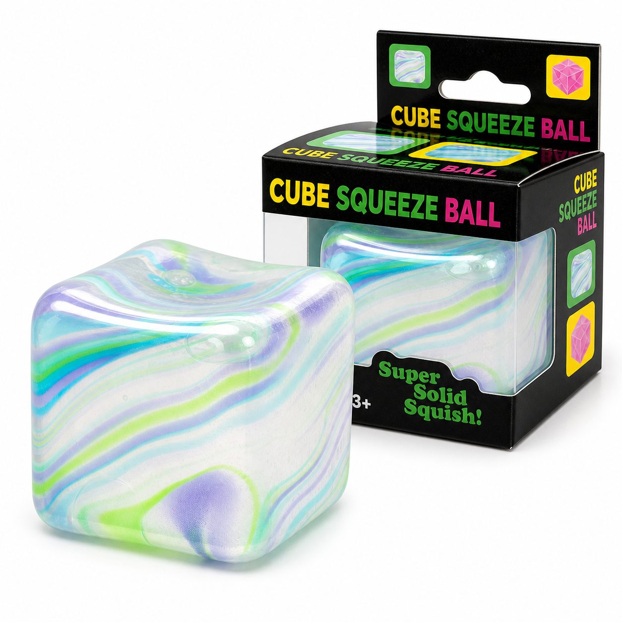 Jucarie Squishy tip Needoh in Forma de Cub de Gheata, Model Simplu din Maltoza, Antistres Senzoriala Comprimabila cu Revenire Lenta, 3.5x3.5x3.5 cm, 70 g, Verde