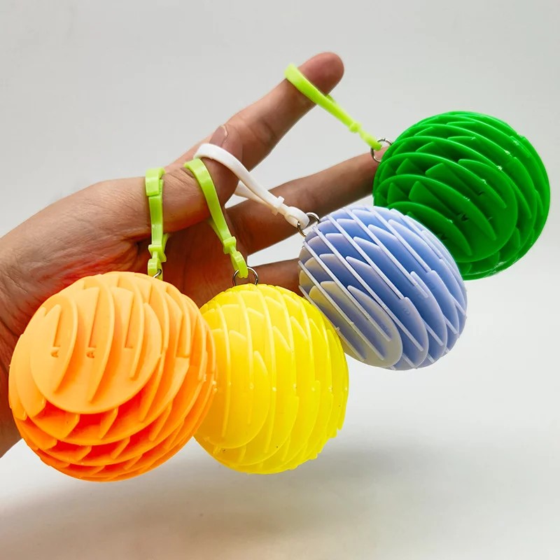 Jucarie Worm Fidget de Decompresie, Anti Stres, Dimensiune Compacta 6 cm, Dimensiune Extinsa 15.5 cm, Albastru eschis