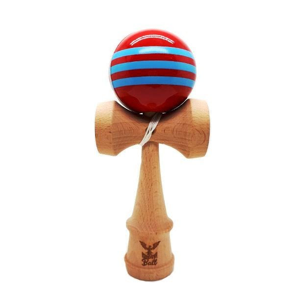 Kendama Ball Originala Stripe Albastru Lemn Fag Rosu