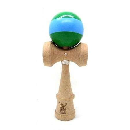 Kendama Ball Originala Stripe Bleu Lemn Fag Portocaliu
