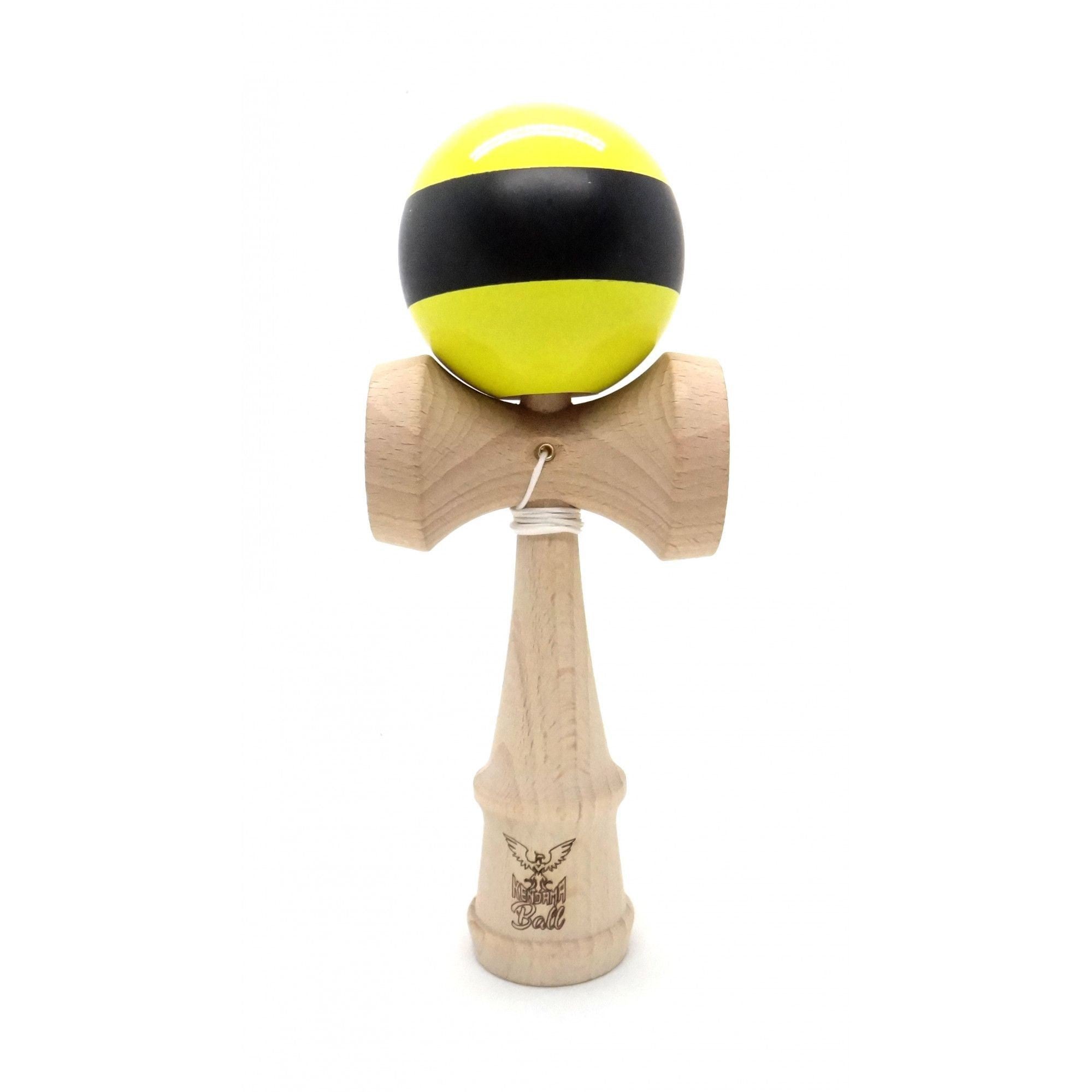 Kendama Ball Originala Stripe Negru Lemn Fag Galben