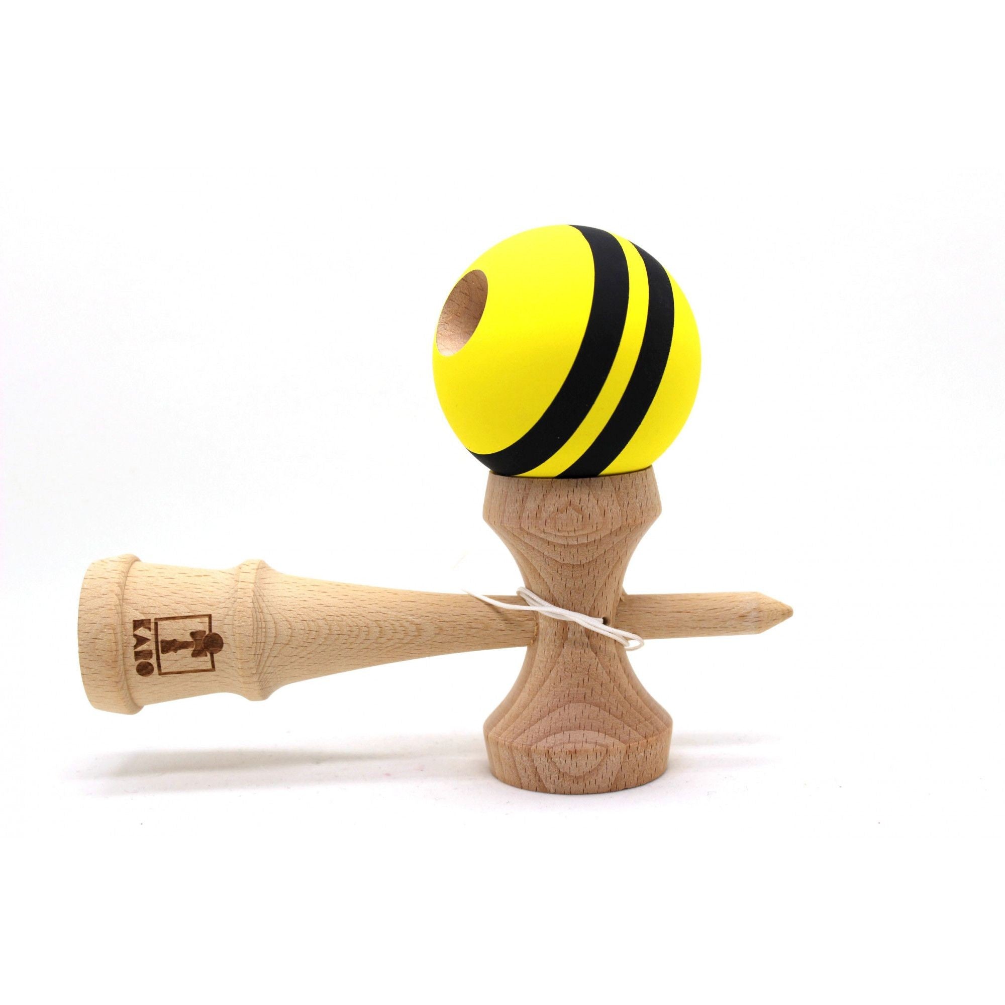 Kendama Karo Grip Rubber Stripe Lemn Fag Galben Negru