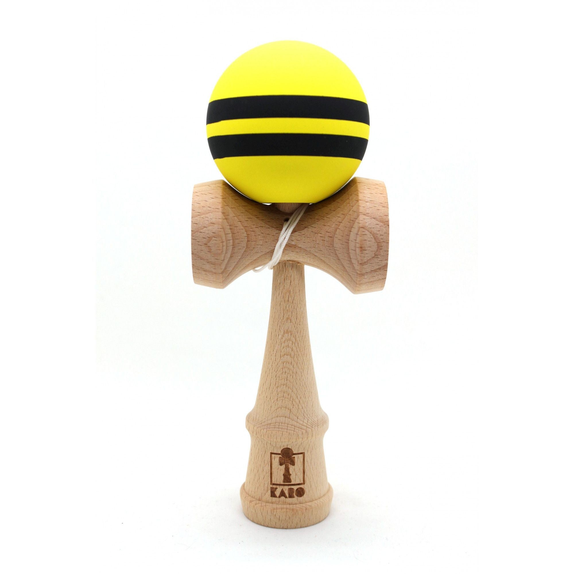 Kendama Karo Grip Rubber Stripe Lemn Fag Galben Negru