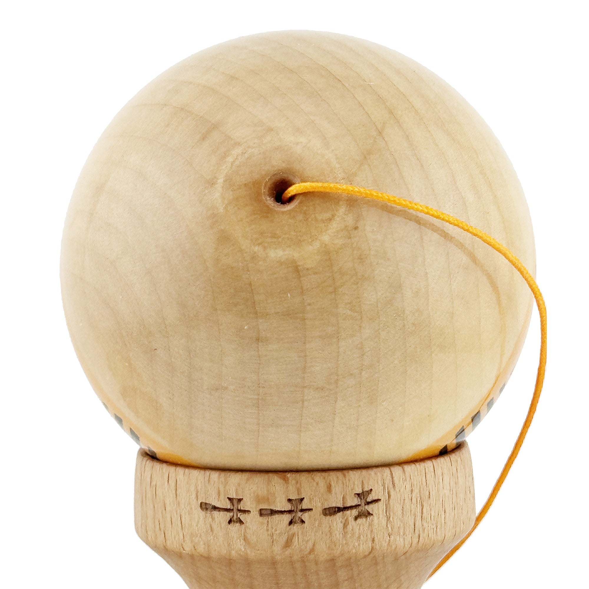 Kendama X FREQUENCY Originala, Profesionala, Big Cups V2, Super Sticky cu Cupe Mari, Rulment Metalic, din lemn 18 cm, Ata 55 cm, Portocaliu/Maro