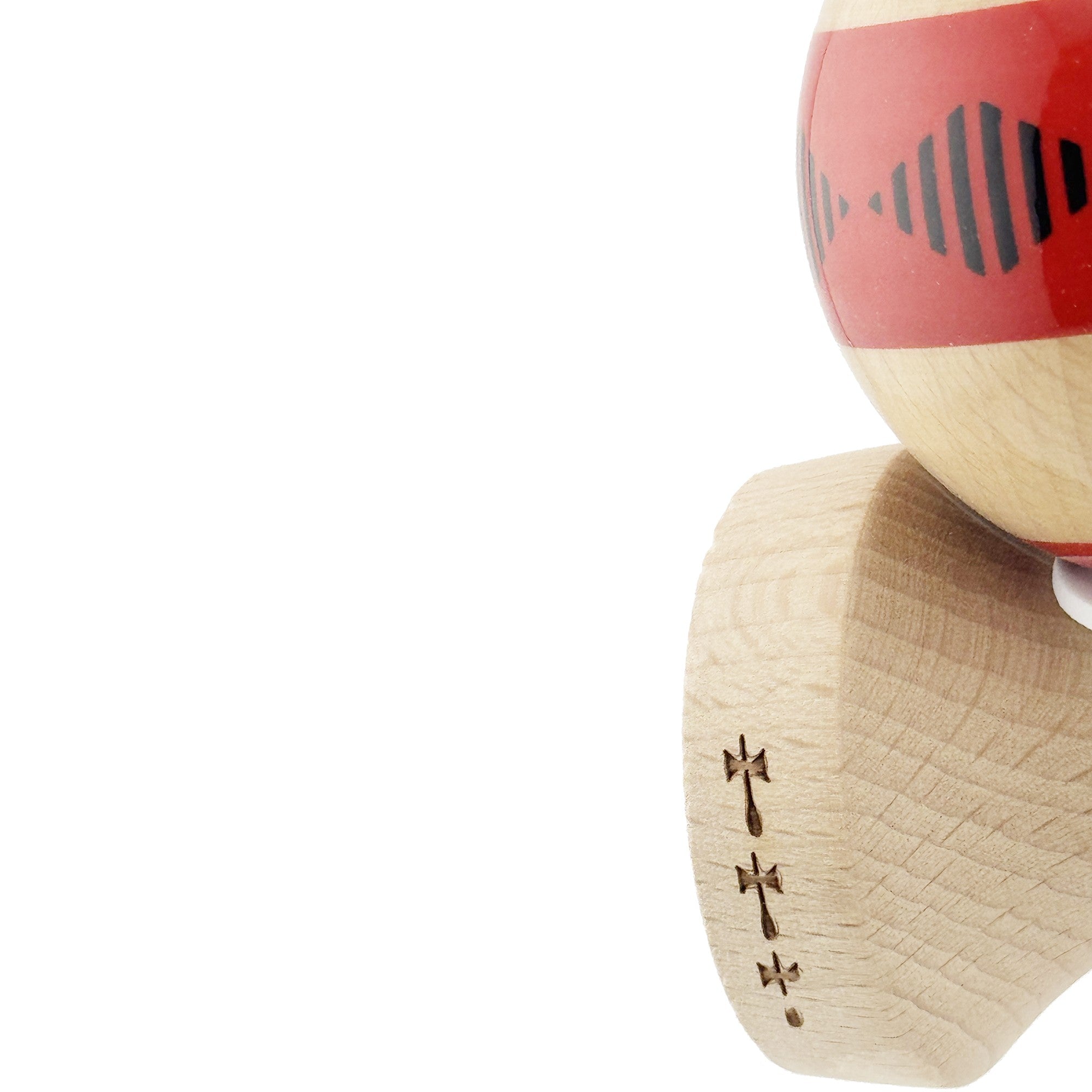 Kendama X Originala FREQUENCY, Profesionala, Cupe Mari KING SIZE V3, Super Sticky, Gaura in Baza, Rulment Metalic, din lemn 18 cm, Ata 62/65 cm, Rosu/Maro