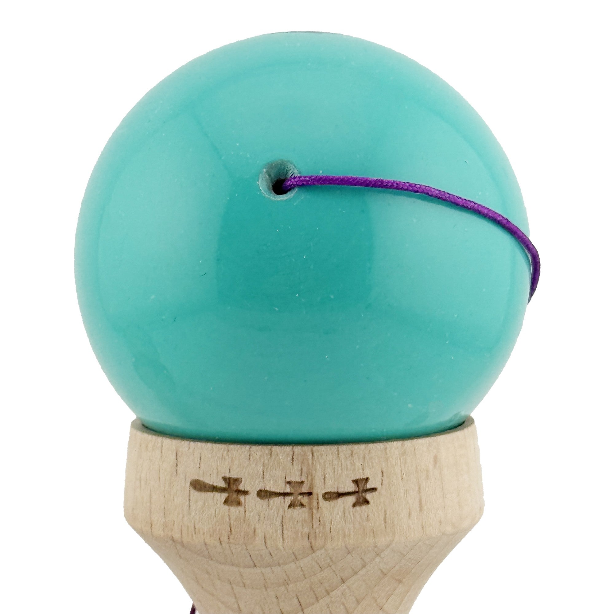 Kendama X Originala, Profesionala, Blue Monkey, Super Sticky cu Cupe Mari King Size V3, Rulment Metalic si Gaura in Baza, din Lemn 18 cm, Ata 62/65 cm, Turcoaz