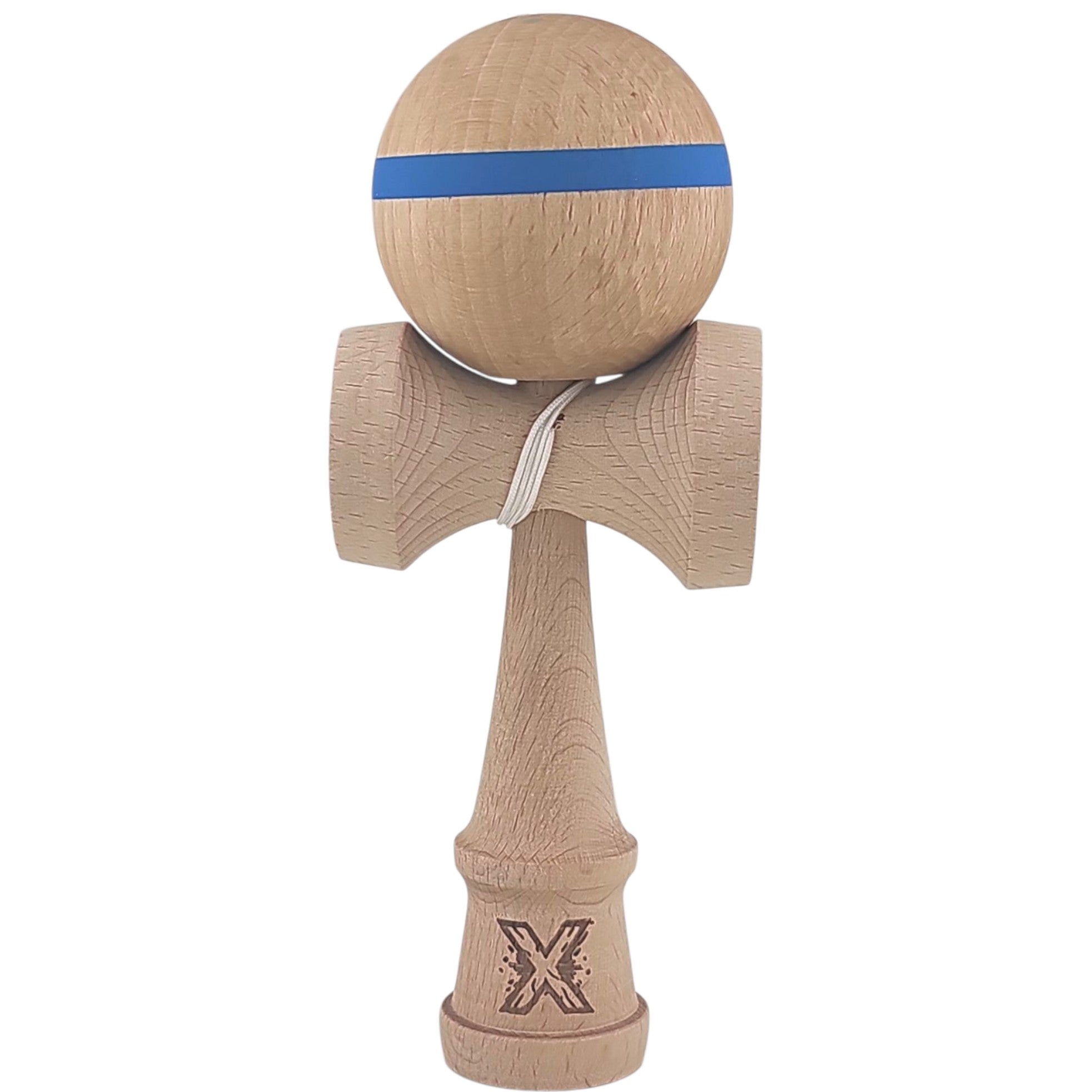 Kendama X Originala, Profesionala, din Lemn, 18 cm, Special, Model cu Dunga, Albastru