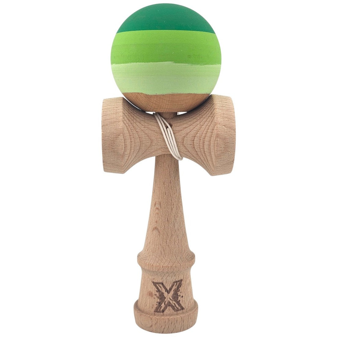 Kendama X Originala, Profesionala, din Lemn, Rubber Grip, 18 cm, Verde in 3 Culori