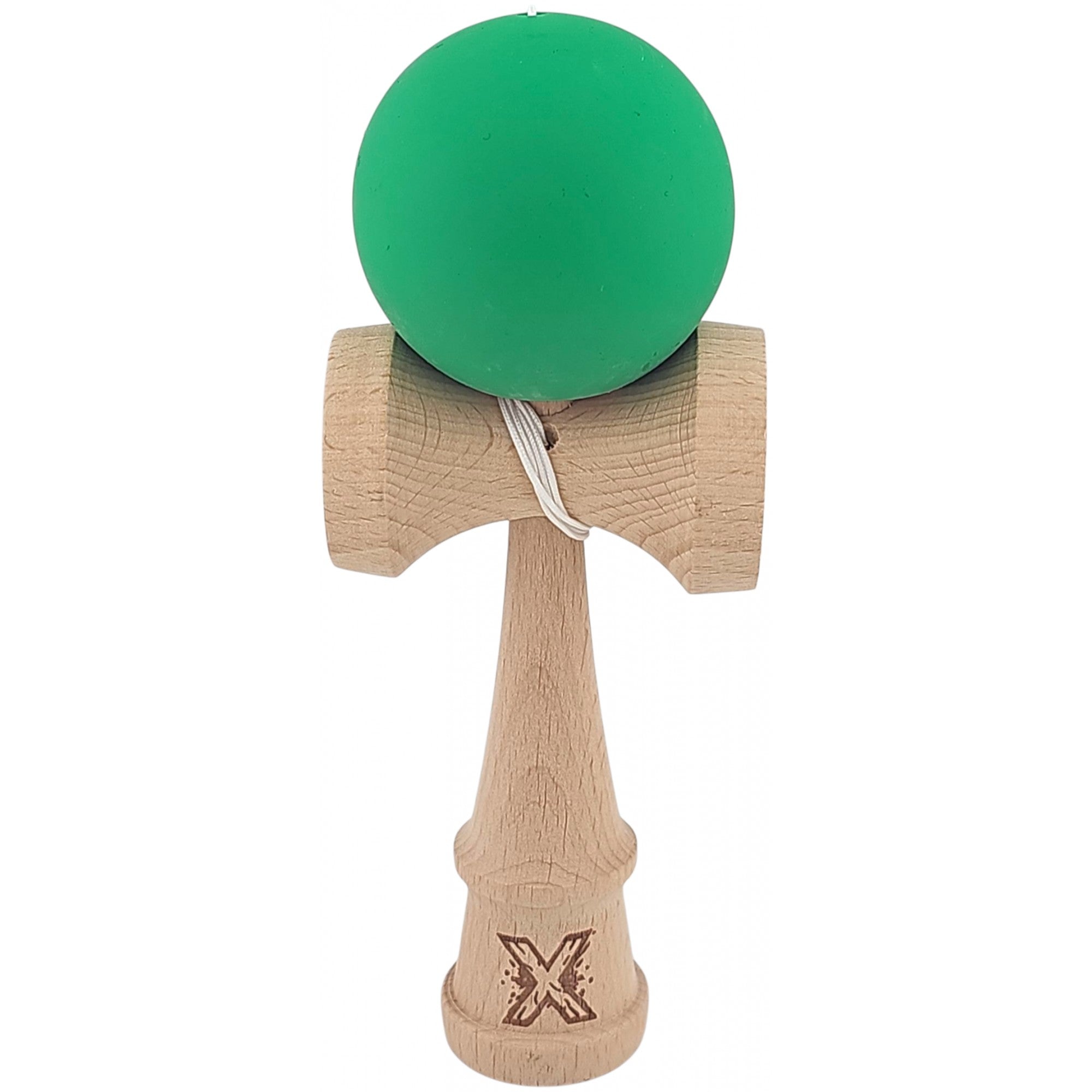 Kendama X Originala, Profesionala, din lemn, Rubber Grip, 18 cm, Verde