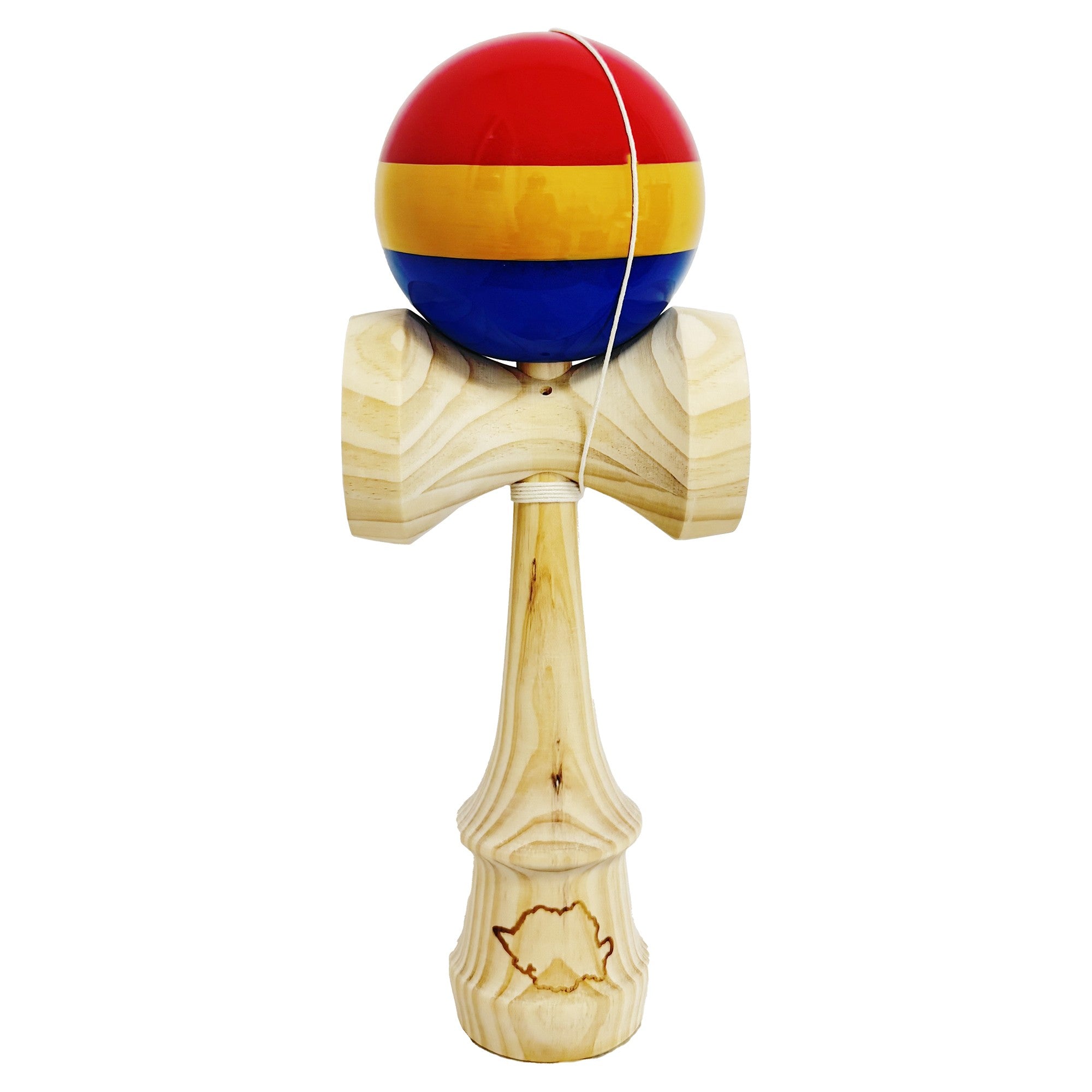 Kendama X Originala, Profesionala, Inaltime 52 cm, SUPER BIG cu Cupe KING SIZE, Bila Super Sticky, Diametrul 17 cm, din Lemn, Multicolor
