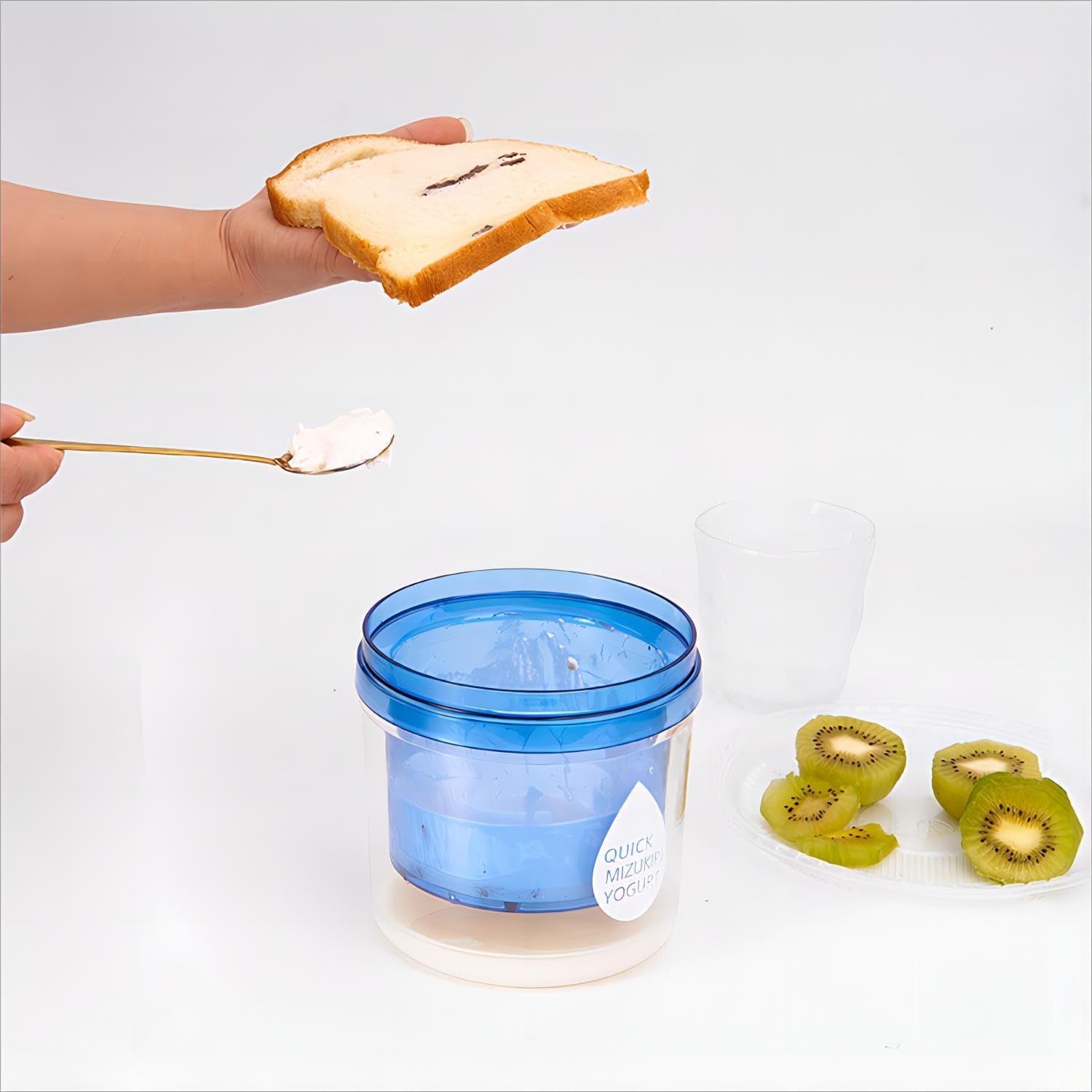 Kit Presa Pentru Branza, Filtru de Iaurt, Strecuratoare de Iaurt Grecesc, Filtru de Lapte, 15x14x15 cm, Albastru