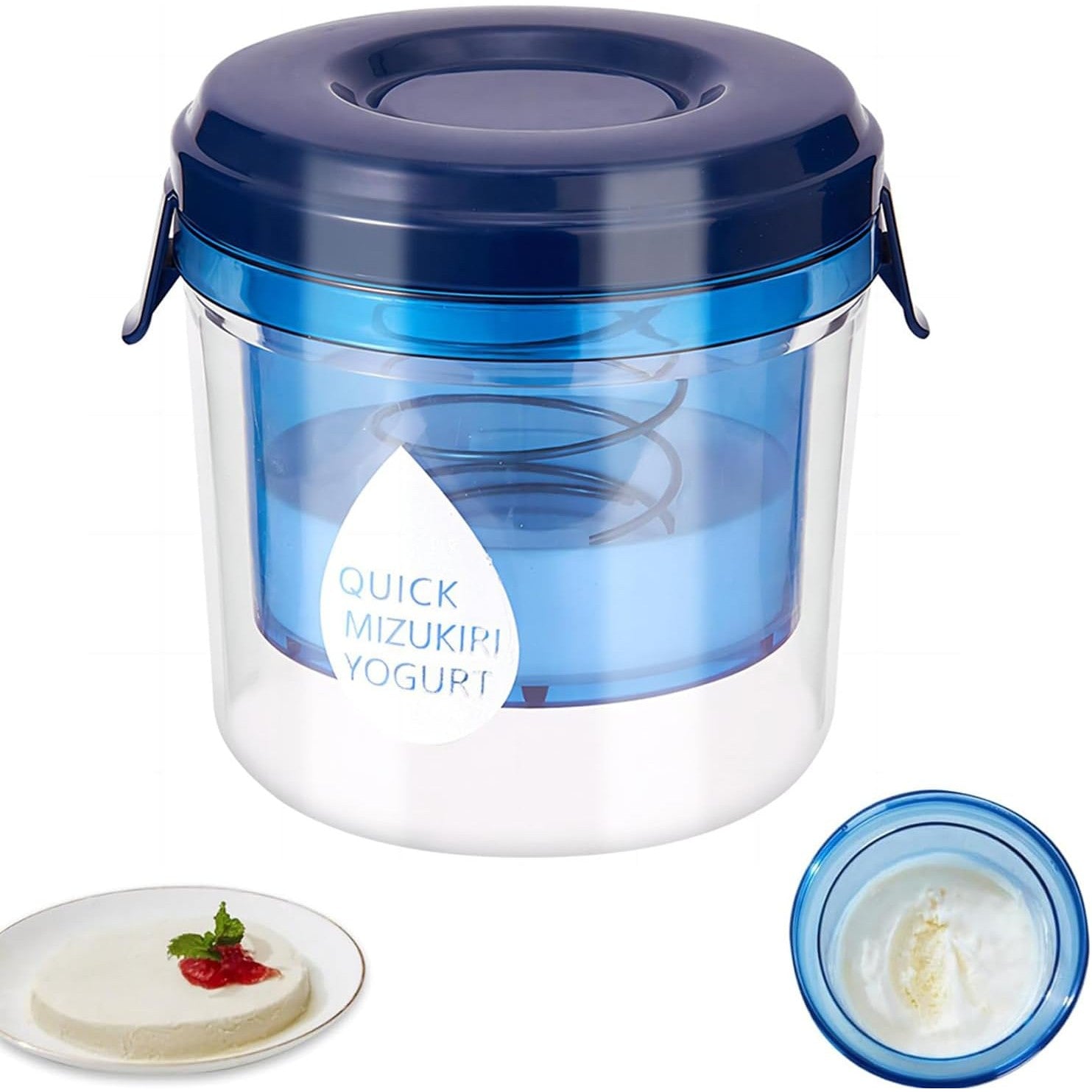 Kit Presa Pentru Branza, Filtru de Iaurt, Strecuratoare de Iaurt Grecesc, Filtru de Lapte, 15x14x15 cm, Albastru