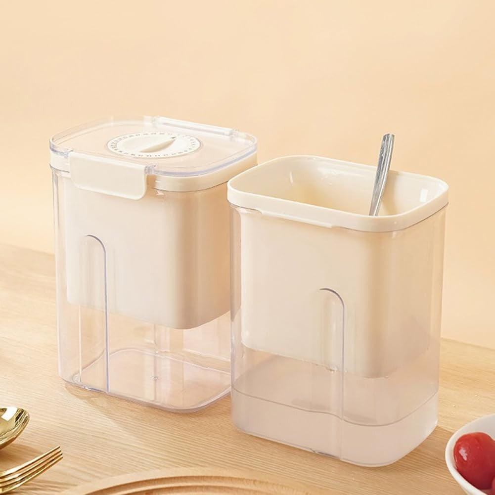Kit Presa Pentru Branza, Filtru de Iaurt, Strecuratoare de Iaurt Grecesc, Filtru de lapte, 18x9.7x13 cm, Lingura Neagra 20x1.6 cm, Alb