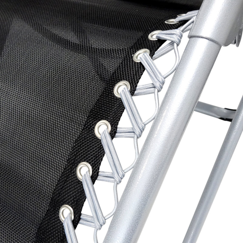 Sezlong pliabil gravitate zero, 175x65 cm, cu masuta si buzunar organizator, 120 kg, negru