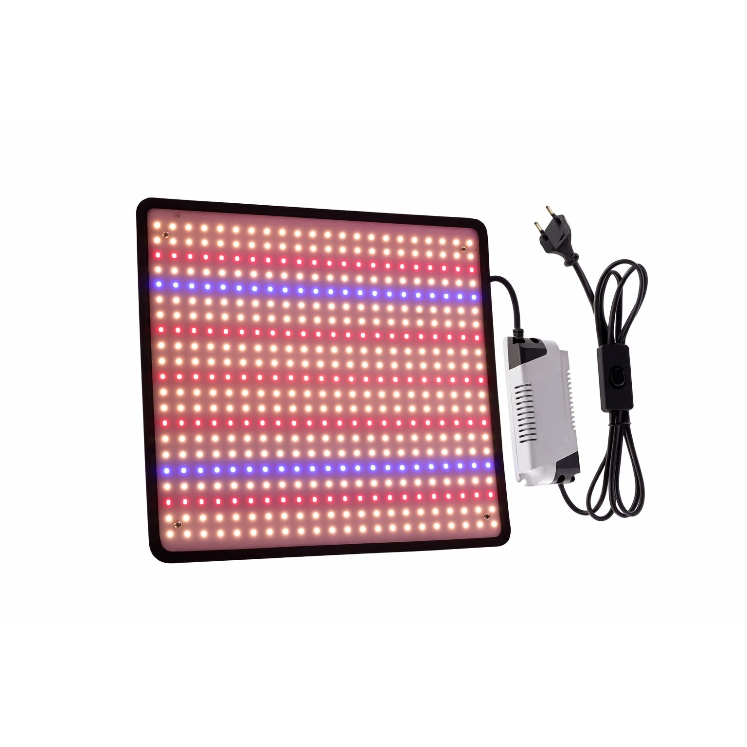 Lampa Crestere Plante, Model Keel Edge, 500 LED, 85-265 V, 45 W, Spectru Alb Cald, Rosu si Albastru, 30 x 30 cm, Negru
