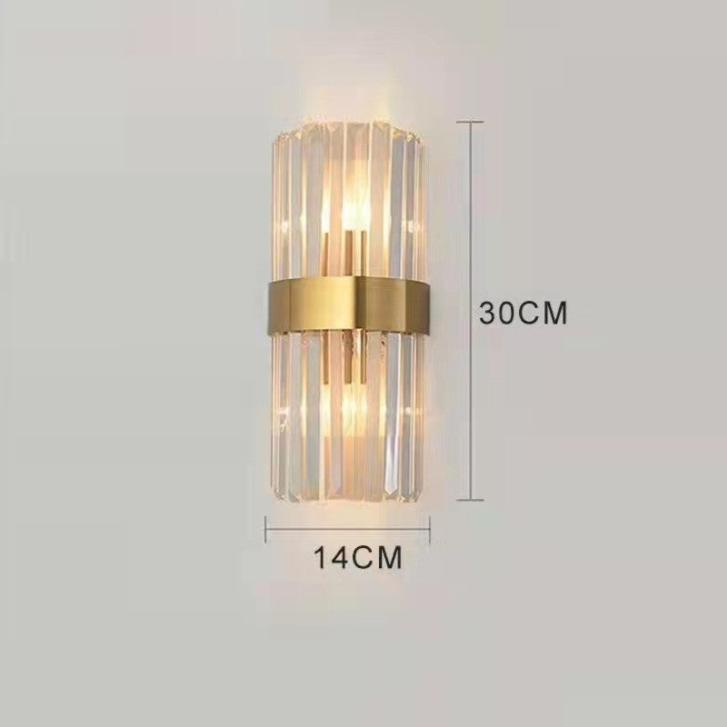 Lampa de Perete in Interior, Flippy, Lampa de Lux pentru Decor de Interior, Corp de Iluminat Tip aplica, din Inox Auriu si Cristal, Lumina Calda Rece Neutra, 30 x 14 cm, Ideal pentru Camere Mici si Medii, Transparent Auriu