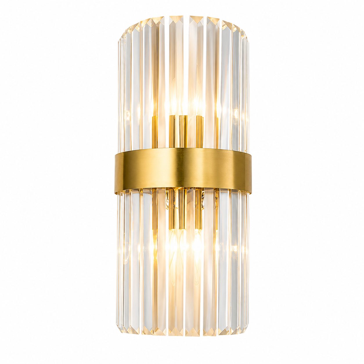 Lampa de Perete in Interior, Lampa de Lux pentru Decor de Interior, Corp de Iluminat Tip aplica, din Inox Auriu si Cristal, Lumina Calda Rece Neutra, 35 x 18 cm, Ideal pentru Camere Mici si Medii, Transparent Auriu