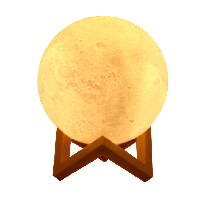 Lampa de veghe luna3D Moon Light, lumina LED alb cald, alimentare baterii, stand din plastic, 18 cm