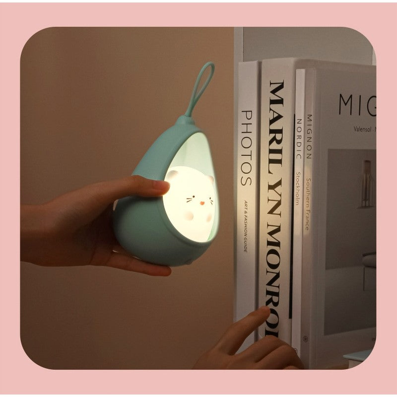 Lampa de veghe portabila cu 2 moduri de functionare, silicon non-toxic, reincarcabila USB, senzor miscare, albastru, iepuras
