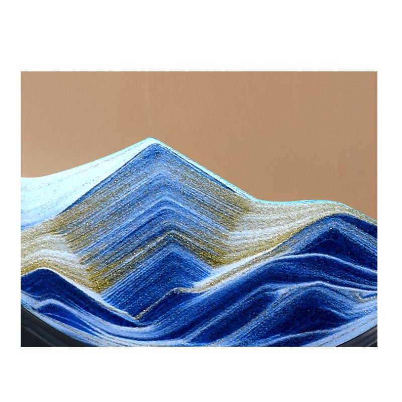 Lampa decorativa tip clepsidra, imagine 3D dinamica, nisipuri miscatoare, 16 x 18.5 cm, Albastru