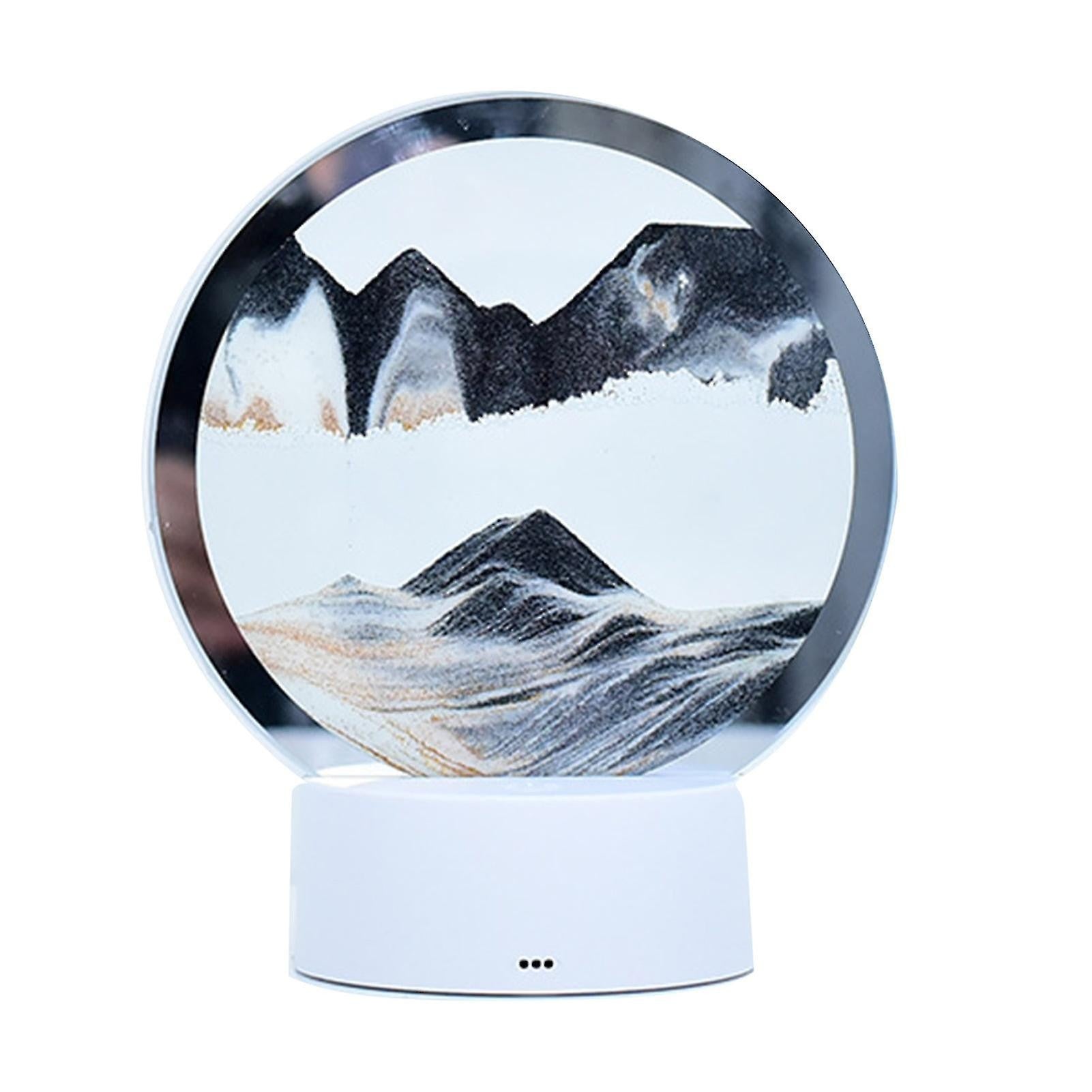 Lampa decorativa tip clepsidra, imagine 3D dinamica, nisipuri miscatoare, 16 x 18.5 cm, Gri/Auriu