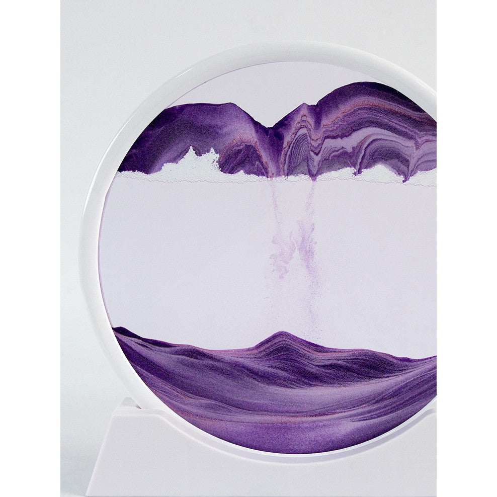 Clepsidra decorativa, imagine 3D dinamica, nisipuri miscatoare, 25x26.5 cm, cadru alb, Mov