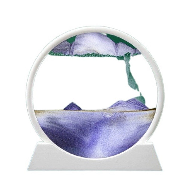 Clepsidra decorativa, imagine 3D dinamica, nisipuri miscatoare, 25x26.5 cm, cadru alb, Mov