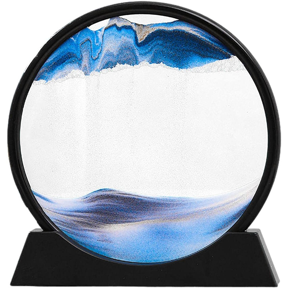 Clepsidra decorativa, Flippy, imagine 3D dinamica, nisipuri miscatoare, 25x26.5 cm, cadru negru, Albastru