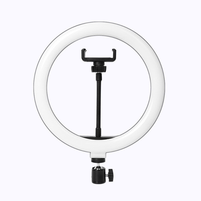 Lampa LED Circulara cu Trepied Metalic Extensibil, Flippy, Rotativa 360 de Grade, Lungime Extensie 210 cm, Diametru Lampa 26 cm, Conectare USB, Telecomanda, 3 Trepte de Lumina, Negru