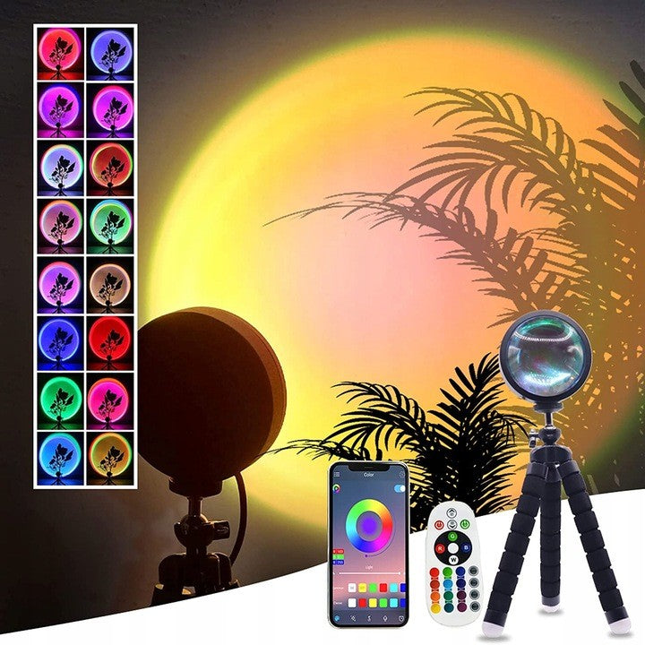Lampa LED tip Proiector cu 16 culori, Rotire 360 de Grade, Incarcare USB, cu Telecomanda, Intrerupator, pentru Podea, Tavan, Perete, 26x12 cm, Negru