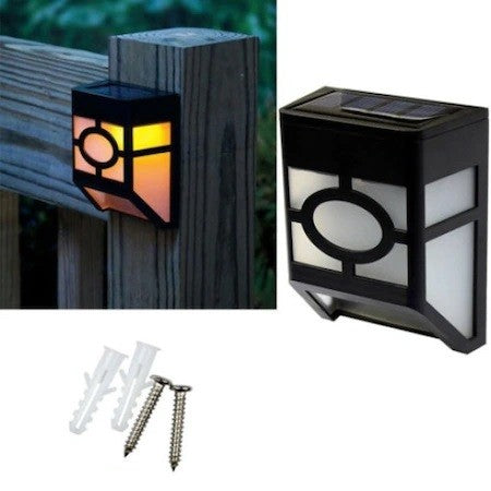 Set 4 Lampi Solare Led pentru Gradina, Model Geometric, 11.8 x 8.6 x 5 cm, Buton On-Off, Alb Cald, Negru/Alb