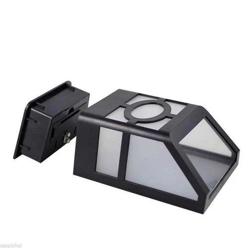 Set 4 Lampi Solare Led pentru Gradina, Model Geometric, 11.8 x 8.6 x 5 cm, Buton On-Off, Lumina Multicolora, Negru/Alb