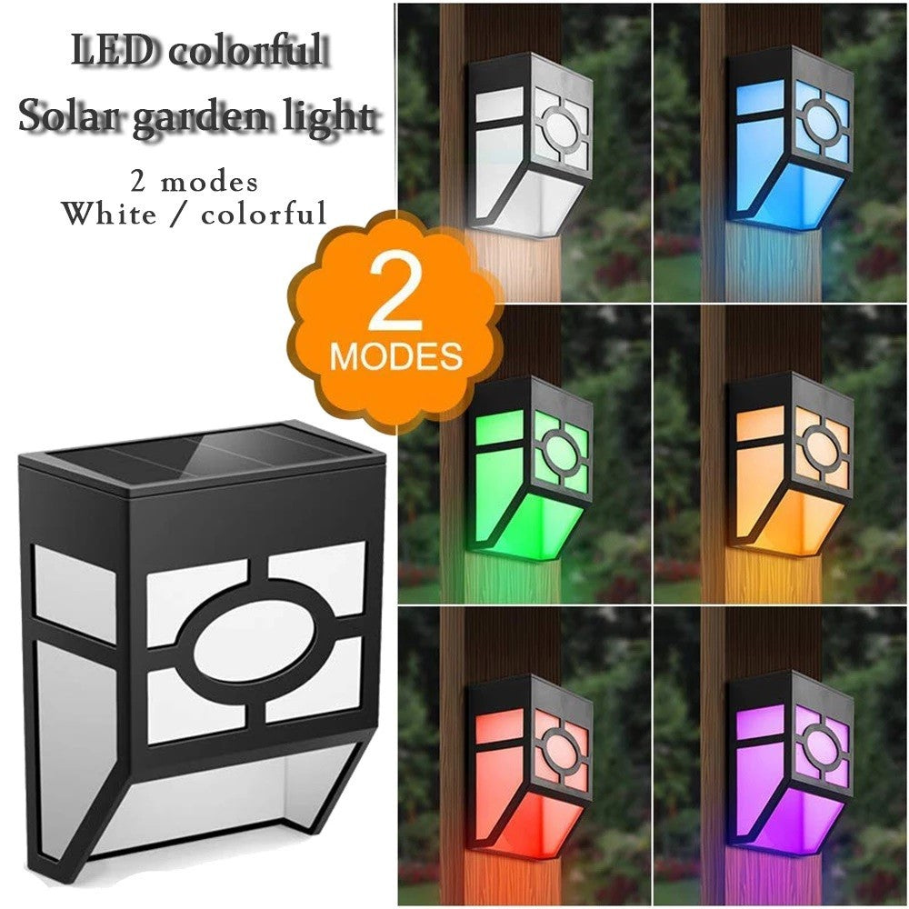 Set 4 Lampi Solare Led pentru Gradina, Model Geometric, 11.8 x 8.6 x 5 cm, Buton On-Off, Lumina Multicolora, Negru/Alb