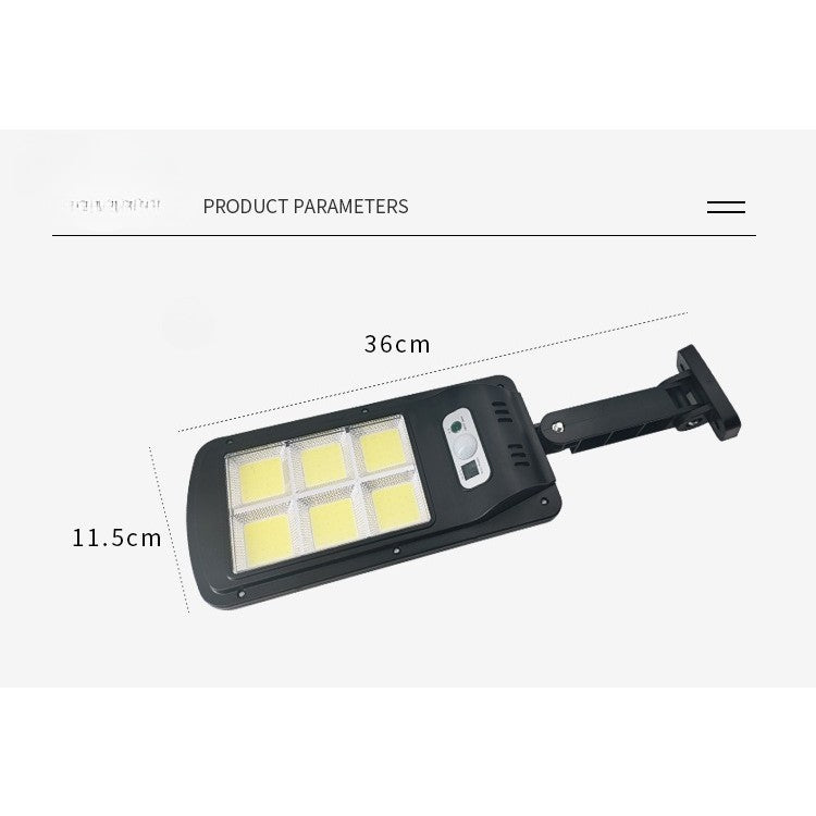 Lampa Solara De Exterior LED, 36 cm x 11.5 cm, 2880 Lumeni 120 COB LED 24 W - echivalent 192 W bec incadescent, IP65, Senzor de Miscare, Senzor de Lumina, 6 Grile, Alb Rece
