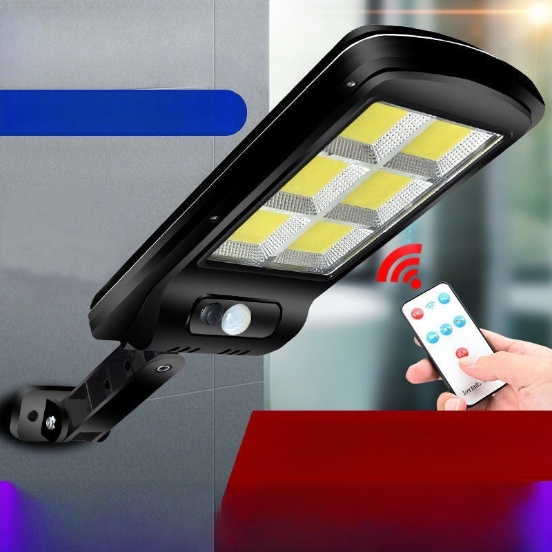 Lampa Solara De Exterior LED, 36 cm x 11.5 cm, 2880 Lumeni 120 COB LED 24 W - echivalent 192 W bec incadescent, IP65, Senzor de Miscare, Senzor de Lumina, 6 Grile, Alb Rece