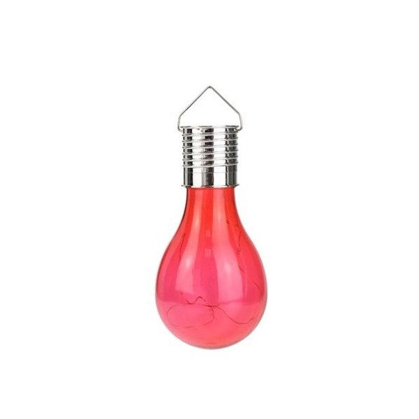 Lampa Solara LED Decorativa sub forma de Bulb, pentru exterior, suspendata, IP65, Ultron Rosu