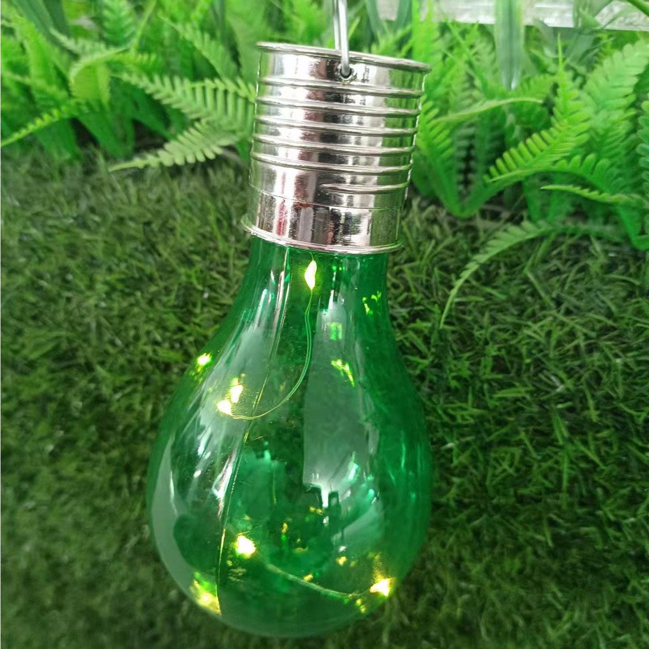 Lampa Solara LED Decorativa sub forma de Bulb, pentru exterior, suspendata, IP65, Ultron Verde