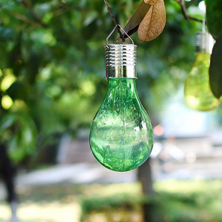 Lampa Solara LED Decorativa sub forma de Bulb, pentru exterior, suspendata, IP65, Ultron Verde