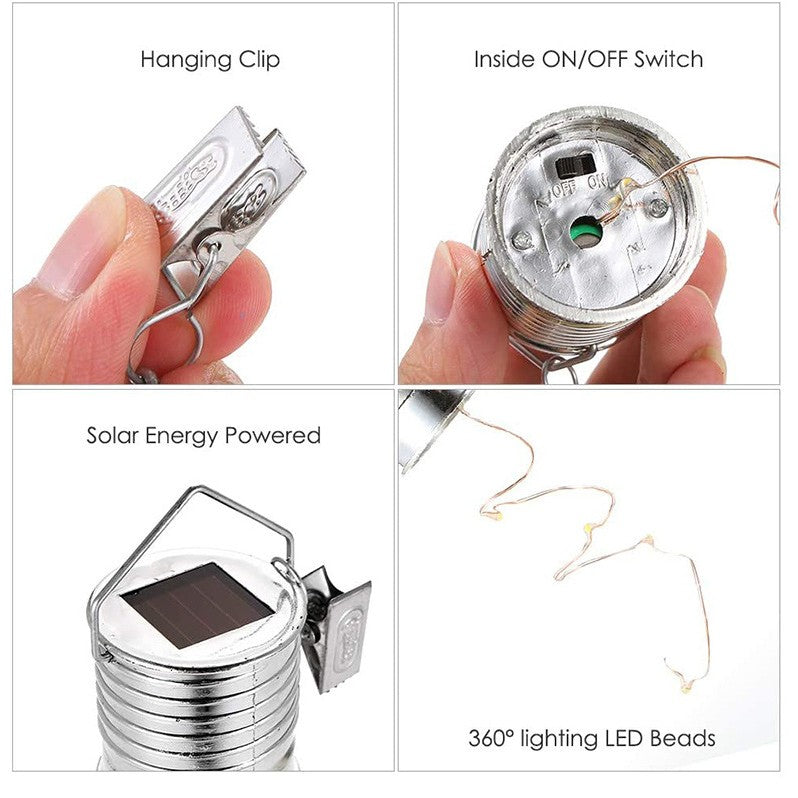 Lampa Solara LED Decorativa sub forma de Bulb, pentru exterior, suspendata, IP65, Ultron Verde