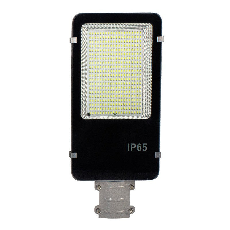 Lampa solara stradala Flippy, pentru curte sau strada, finisaj lucios, rezistent la apa, montare prin fixare, senzor lumina, baterie de litiu, IP65, lumina rece, putere 200W, autonomie 10 ore, 49 x 21 x 6.5 cm, negru