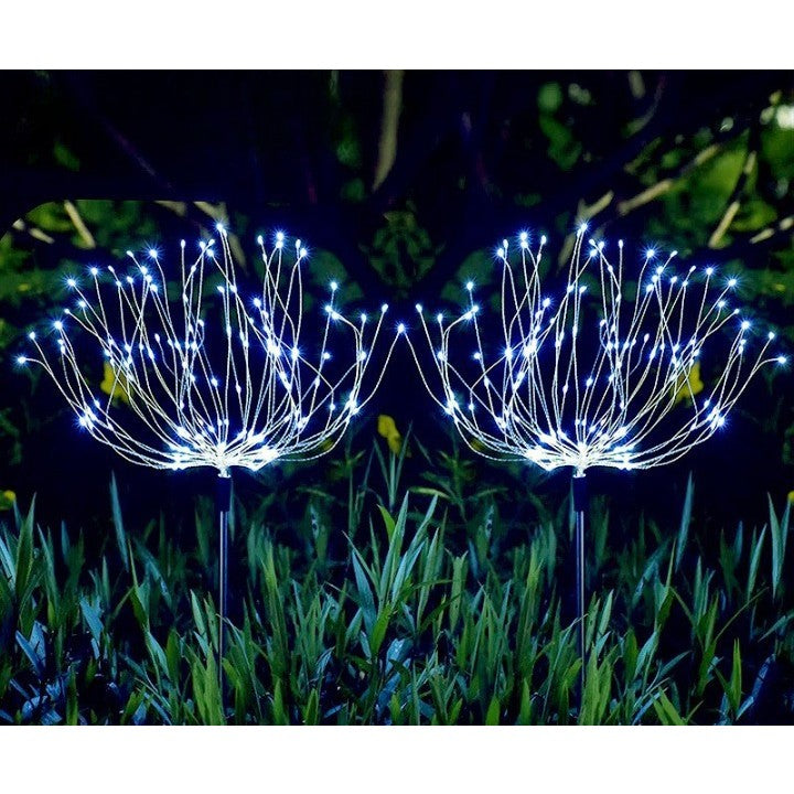 Lampa solara sub forma de artificii, 120 LED-uri, alb rece