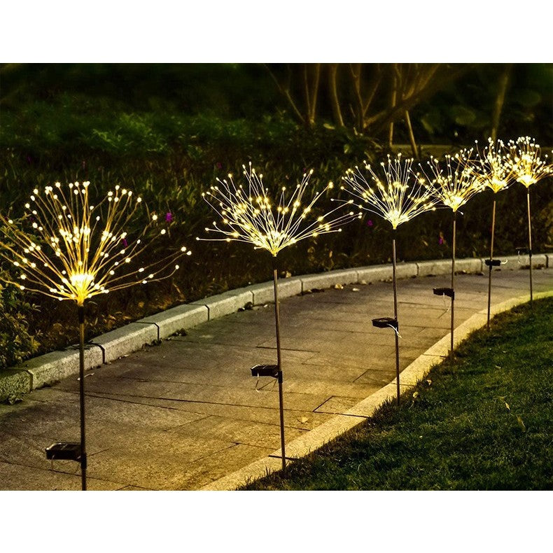 Lampa solara sub forma de artificii, 90 LED-uri, alb cald