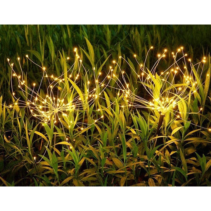 Lampa solara sub forma de artificii, 90 LED-uri, alb cald