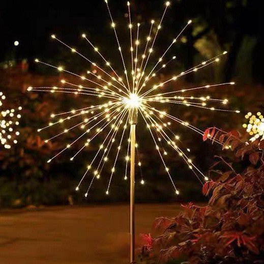 Lampa solara sub forma de artificii, 90 LED-uri, alb cald