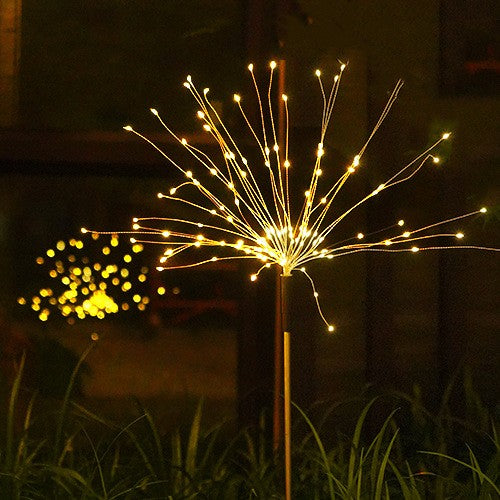 Lampa solara sub forma de artificii, 90 LED-uri, alb cald